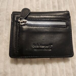 Sleek Black Leather Wallet with Zipper by Safe Keeper